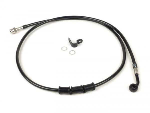 Remleiding Achter Voor Originele Bremstang Spiegler Leitung: Rvs (zwart), Fitting: Aluminium (zwart)