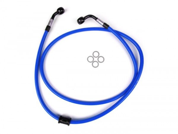 Remleiding Voorkant Voor Bremstang Brembo P4 30/34 Spiegler Leitung: Rvs (blauw), Fitting: Aluminium (zwart)