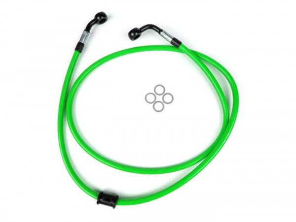 Remleiding Voorkant Voor Bremstang Brembo P4 30/34 Spiegler Leitung: Rvs (groen), Fitting: Aluminium (zwart)