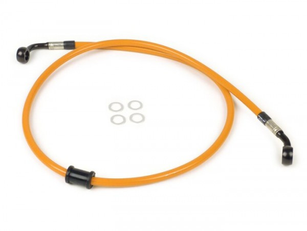 Remleiding Voorkant Voor Originele Bremstang Spiegler Leitung: Rvs (orange), Fitting: Aluminium (zwart)