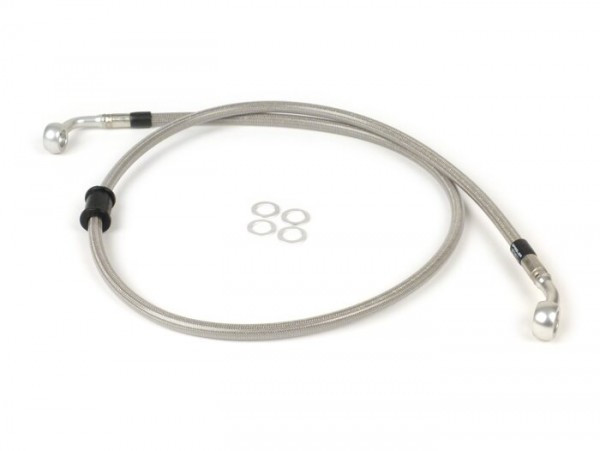 Remleiding voorkant voor Originele BremsTang spiegler Leitung: RVS (transparant), Fitting: Aluminium (silbern)