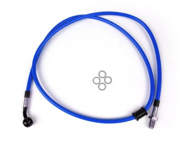 Remleiding voorkant voor BremsTang Brembo P4 30/34 spiegler Leitung: RVS (blauw), Fitting: Aluminium (zwart)