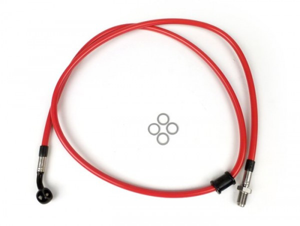 Remleiding Voorkant Voor Bremstang Brembo P4 30/34 Spiegler Leitung: Rvs (rood), Fitting: Aluminium (zwart)