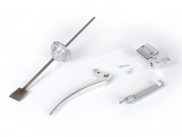 Brake Master Cylinder Set Incl. Lever And Gas Pipe Motorino Diavolo, Hidden Mounting Below Steering Head Cover  Silver