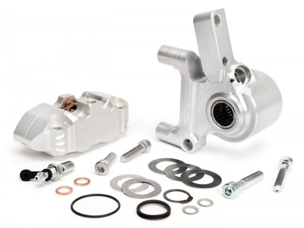 Front Brake Caliper Incl. Brake Caliper Mount BGM Pro, Cnc Touring, 4piston, Radial Mounting   Silver