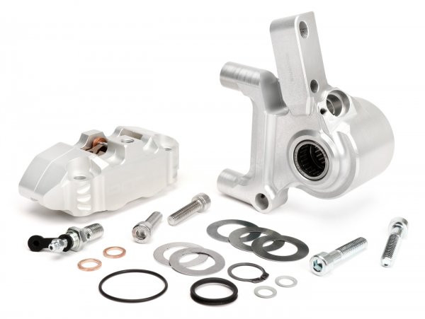 Front Brake Caliper Incl. Caliper Mount BGM Pro, Cnc Touring, 4piston, Radial Mounting   Silver