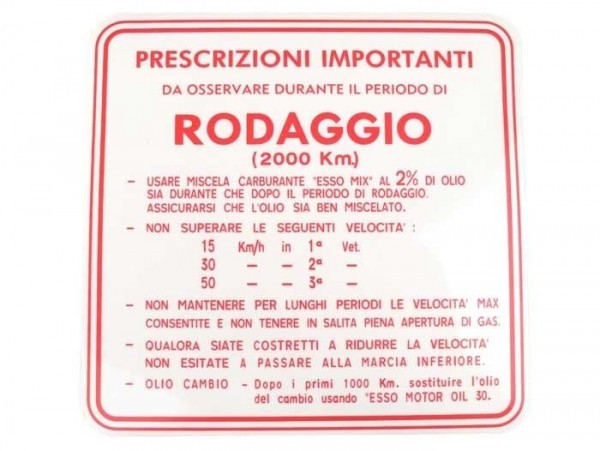 Running In Sticker Oem Quality  Red