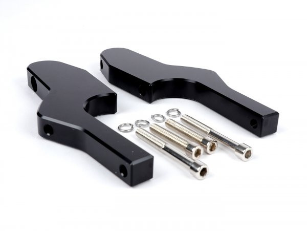 Pair Of Foot Peg Adapters For Pillion Rider Moto Nostra, Cnc, Black Shiny  Until 2024