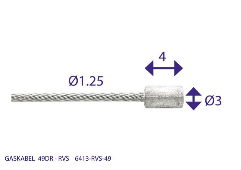 Gaskabel Binnen Elvedes Ton Rvs 49-Draads (6413Rvs-49)