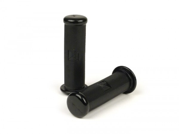 Pair Of Grips Hurricane Ø=24mm, L=125mm, Piaggio Rectangular Logo  Black