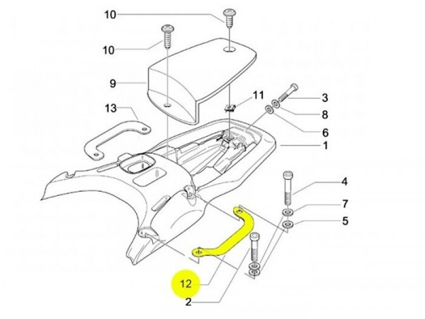 Passenger Handle Lhs Piaggio  Metalic Grey (623)
