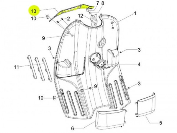 Upper Bracket For Inner Legshield Cover Piaggio