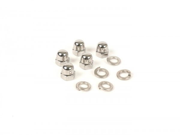Domed Cap Nut Set For Wheel Rim Vespa (type Px) BGM Original, Stainless Steel M8  Ws=13mm