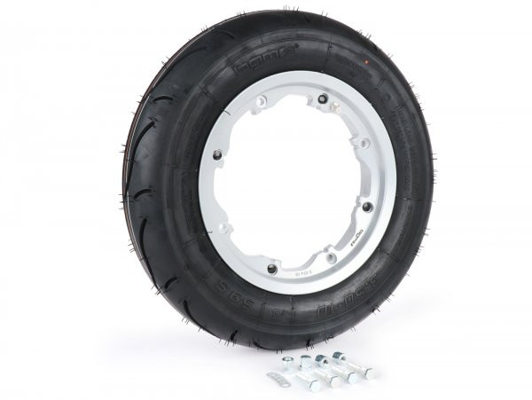 Wheel AssemblyBGM Sport, Tubeless, Lambretta 3.50  10 Inch Tl 59s (reinforced)  Wheel Assemblyrim 2.1010  Silver