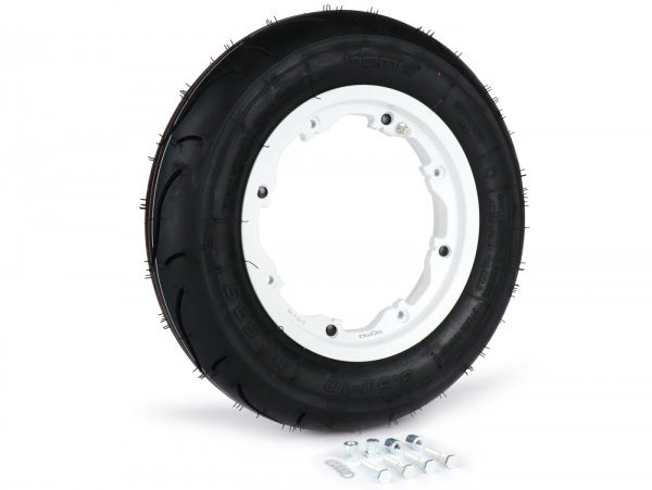Wheel AssemblyBGM Sport, Tubeless, Lambretta 3.50  10 Inch Tl 59s (reinforced)  Wheel Assemblyrim 2.1010 White