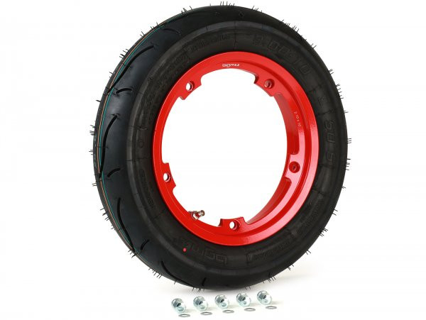 Wheel Assembly (tyre Mounted On Rim Ready To Drive) BGM Sport, Tubeless, Vespa 3.00  10 Inch Tl 50s (reinforced)  Wheel Rim 2.1010  Red
