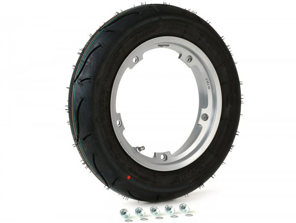 Wheel Assembly (tyre Mounted On Rim Ready To Drive) BGM Sport, Tubeless, Vespa 3.00  10 Inch Tl 50s (reinforced)  Wheel Rim 2.1010  Silver