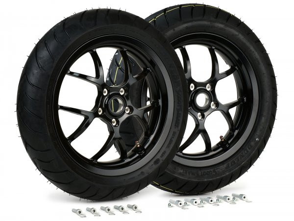 Complete Wheel Set (front+rear Incl. Mounting Kit) BGM Pro Sport 13 Inch  Black Glossy