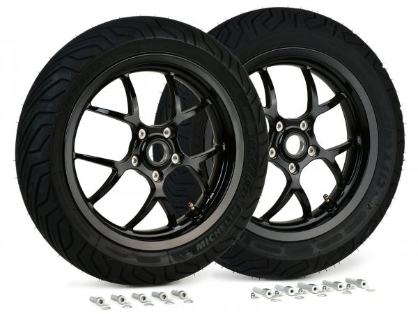 Complete Wheel Set (front+rear Incl. Mounting Kit) BGM Pro Sport 13 Inch  Black Glossy