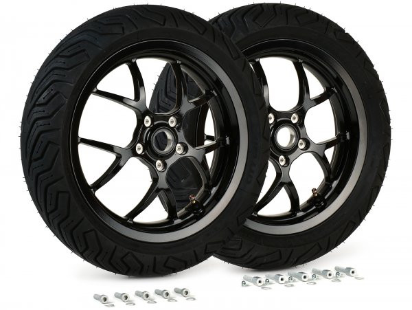 Complete Wheel Set (front+rear Incl. Mounting Kit) BGM Pro Sport 13 Inch  Black Glossy