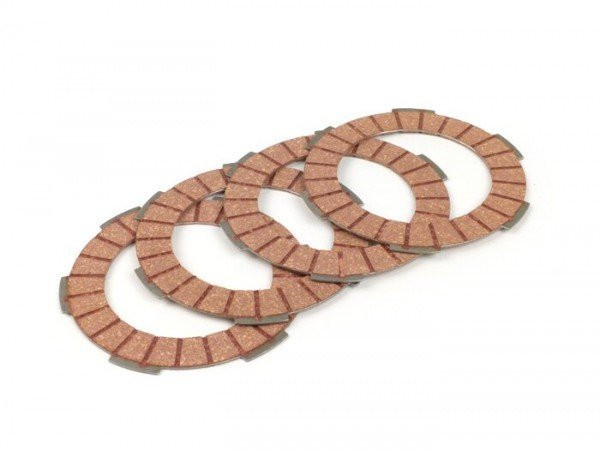 Clutch Friction Plate Set BGM Pro Superstrong Racing Red Vespa Smallframe V50, V90, Ss50, Ss90, Pv125, Et3, Pk50, Pk80, Pk50 S, Pk80 S, Pk125 S, Pk50 Xl, Pk125 Xl, Ets, Pk50 Hp, Pk50 Ss  4 Plates