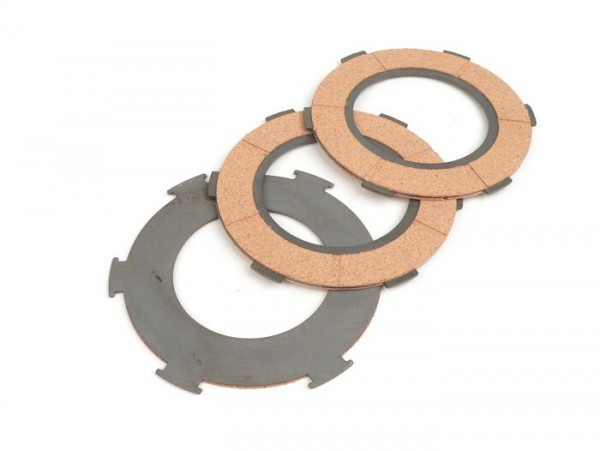 Clutch Friction Plate Set BGM Original Vespa Type 6 Springs (px80, Px125, Px150) 3 Plates