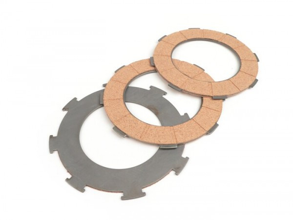 Clutch Friction Plate Set BGM Original Vespa Type 7 Springs (rally200, Px200, T5 125cc) 3 Plates