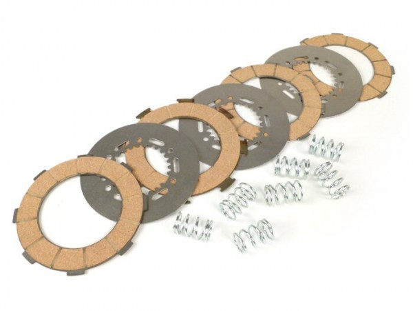 Clutch Friction Plate Set Malossi Mhr Vespa Type 7 Springs (rally200, Px200, T5 125cc) 4 Friction Plates (incl. Springs And Steel Plates)