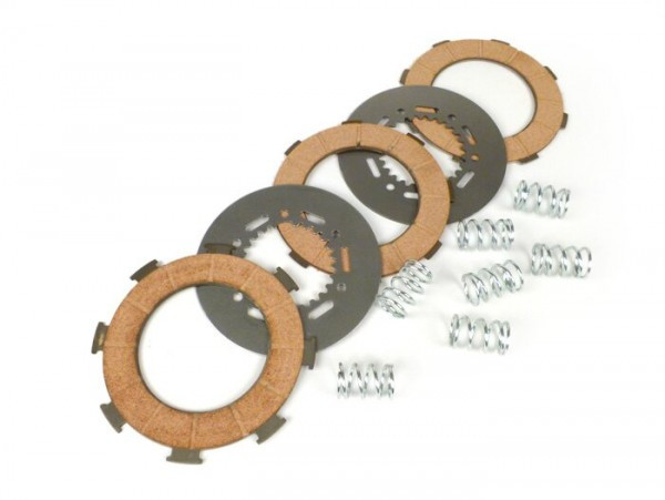 Clutch Friction Plate Set Malossi Sport Vespa Type 7 Springs (rally200, Px200, T5 125cc) 3 Friction Plates (incl. Springs And Steel Plates)
