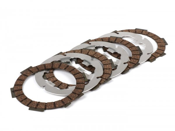 Clutch Friction Plate Set Incl. Steel Plates Fabbri Racing Fb 36, Fb 24 Evo (cork Padings+ Duralumin Discs)  4 Discs