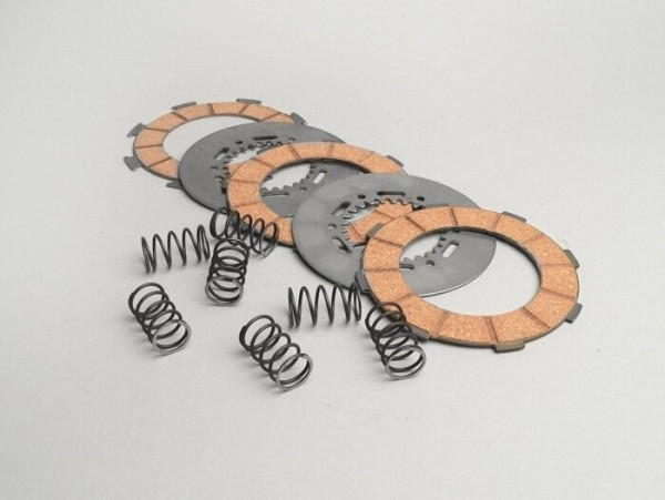 Clutch Friction Plate Set Surflex Type 7 Springs (vespa Rally200, Px200, T5 125cc) 3 Friction Plates (incl. Springs And Steel Plates)