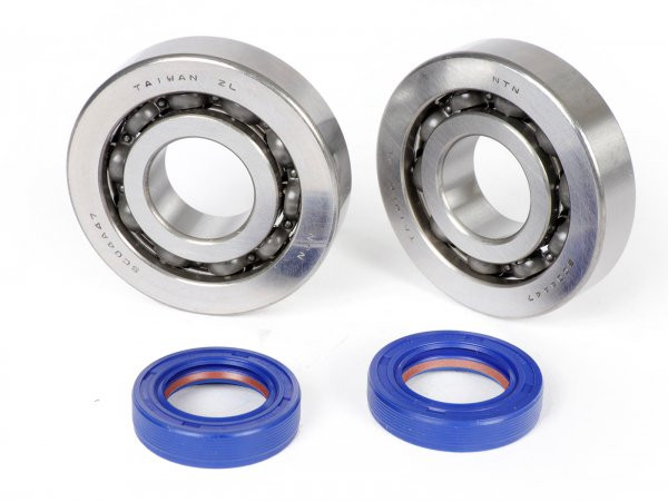 Ball Bearing Set With Oil Seals Polini Piaggio 5080cc Bb1 3055b (20x52x12mm)  C4  Steel Cage
