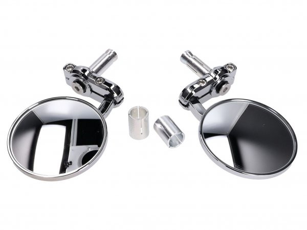 Handle Bar End Mirror Set Cnc 101 Octane Chromed Round