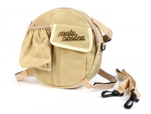 Bag For Spare Wheel Holder (incl. Cup Holder) Moto Nostra Classic 'waxed Canvas'  Beige