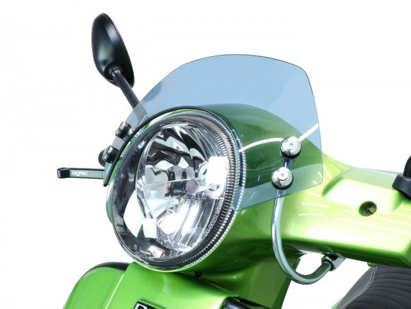 Flyscreen With Chromed Brackets Moto Nostra, W=300mm, H=105mm  Smoke Grey