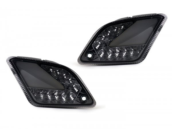Pair Of Rear Indicators Moto Nostra (2019-2022) Dynamic Led Sequential Light, With Position Light (emark) Vespa Gts 125300 Hpe (2019-2022)  Smoked