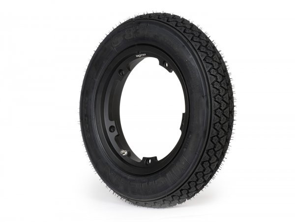Wheel Assembly (tyre Mounted On Rim Ready To Drive) Michelin S83, Tubeless, Vespa Smallframe V50, Pv, Et3, Pk 3.00  10 Inch Tl 42j  Wheel Assemblyrim BGM Pro 2.1010 Aluminium Black