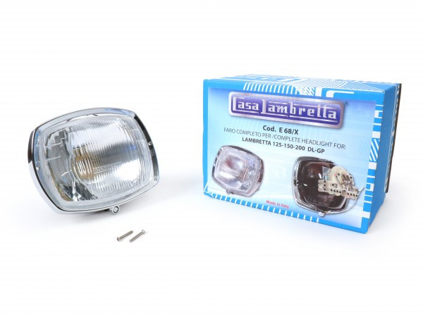Koplamp Compleet incl. Zierring en Birnenfassung casa Lambretta  Glas)