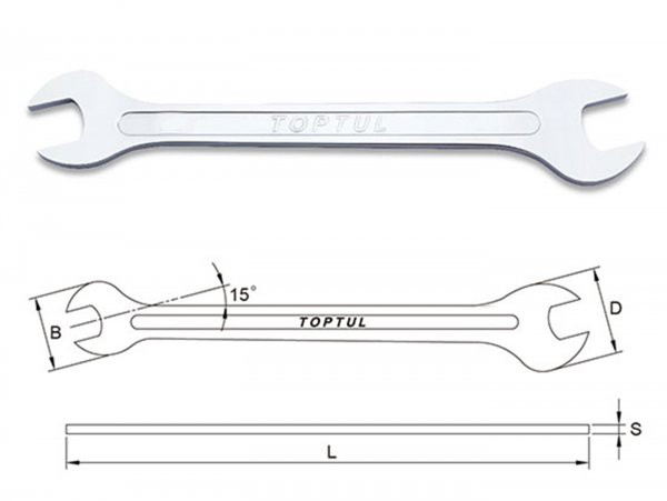 Spanner, Double Openended Wrench Toptul 8x9mm Slimline Used For Mounting Clamp Nipple Gearshift Button Vespa