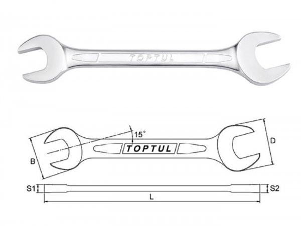 Double Open End Wrench Toptul Hiperformance 13 + 17