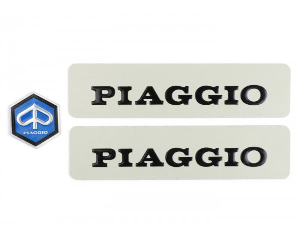 Lettering Set Frame Piaggio Aluminium, Black/blue Piaggio Ciao
