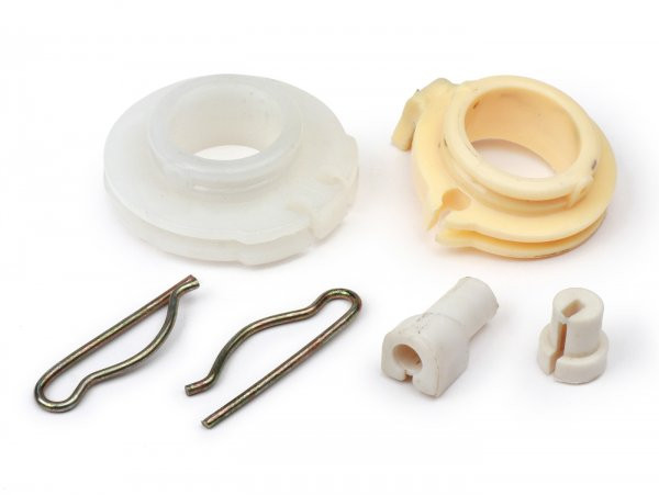 Set Throttle Cable Pulley / Shift Cable Pulley Incl. Cotter Pin And Cable Stop Oem Quality