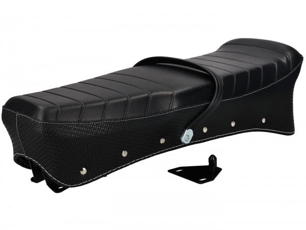 Seat BGM Pro Lambretta Gp 200 Electronic  Vintage Black With White Stitching