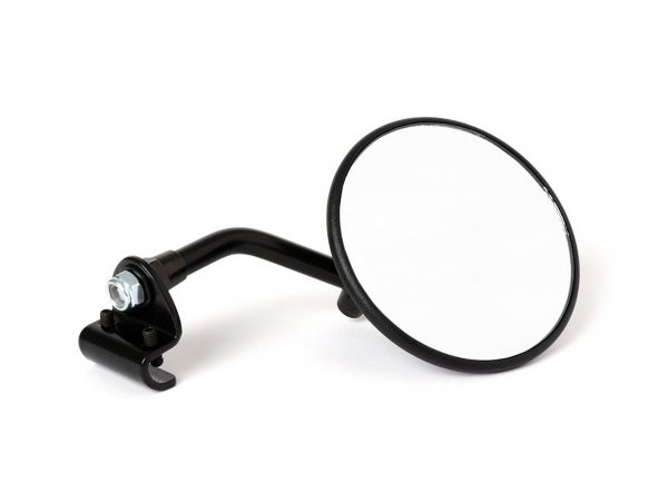 Mirror Far Legshield Clip On Vespa Universal  Round Ø=105mm  (emark)  Black