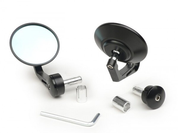 Mirror Set Cnc Handle Bar Ends  Black