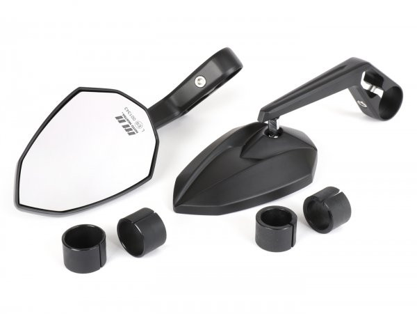 Mirror Set Moto Nostra 1401- Handle Bar Ends Aluminum Mat Black Anodised Emarked