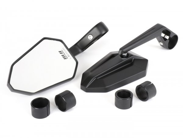 Mirror Set Moto Nostra 1402- Handle Bar Ends Aluminum Mat Black Anodised Emarked
