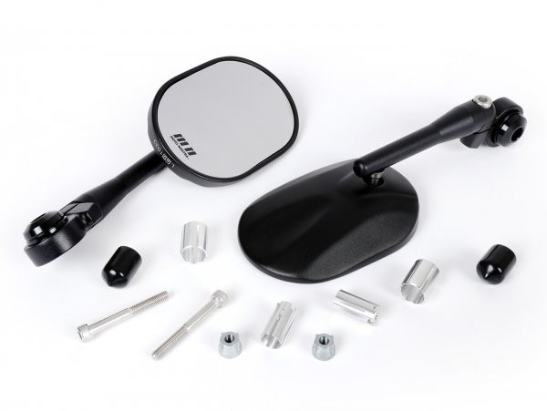 Pair Of Mirrors Moto Nostra 1404, Aluminium Cnc, Handlebar Ends Matt Black