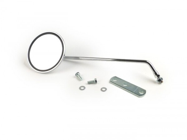 Mirror Vicma Chrome, Round, With Emark All Classic Vespa Models  Support For Handlebar Incl.  Left Hand Side