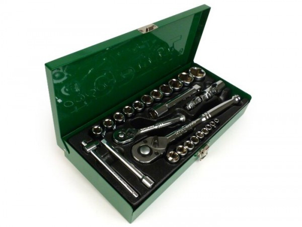 Steckschlüsselset (ratschekasten) -toptul 1/4" + 1/2"- 5mm-27mm - 27 Teilig